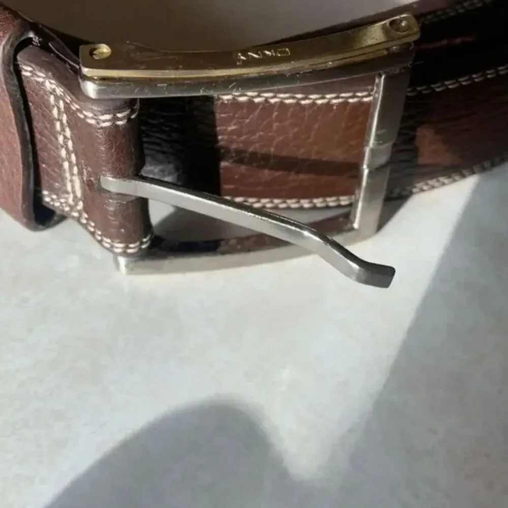 Men's Genuine Leather Belts Size 40, 42 Rocky Leather Brown Brass Buckle DKNY